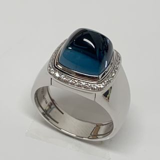 【中古】フレッド FRED ミディアム　パン ドゥ スークル リング スイスブルートパーズ 18Kホワイトゴールド ダイヤモンド(リング(指輪))