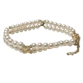 【中古】ミキモト MIKIMOTO K14パール 2連ブレスレット(ブレスレット/バングル)