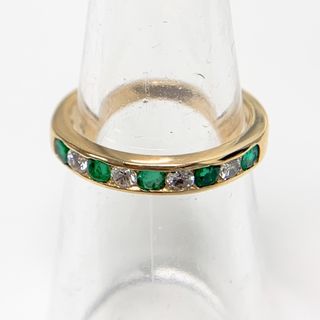 【中古】ティファニー TIFFANY　エメラルド　ダイヤモンド　K18 750リング指輪(リング(指輪))