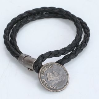 プエルタデルソル(PUERTA DEL SOL)の美品 プエルタデルソル コイントップ ローブ ブレスレット バングル シルバー 950 アクセサリー ブラック 黒 メンズ ECE CG14-10(ブレスレット)