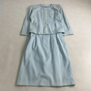 イヴサンローラン(Yves Saint Laurent)のイヴサンローラン　セットアップ　ノーカラー　ギンガムチェック　レトロ　(セット/コーデ)