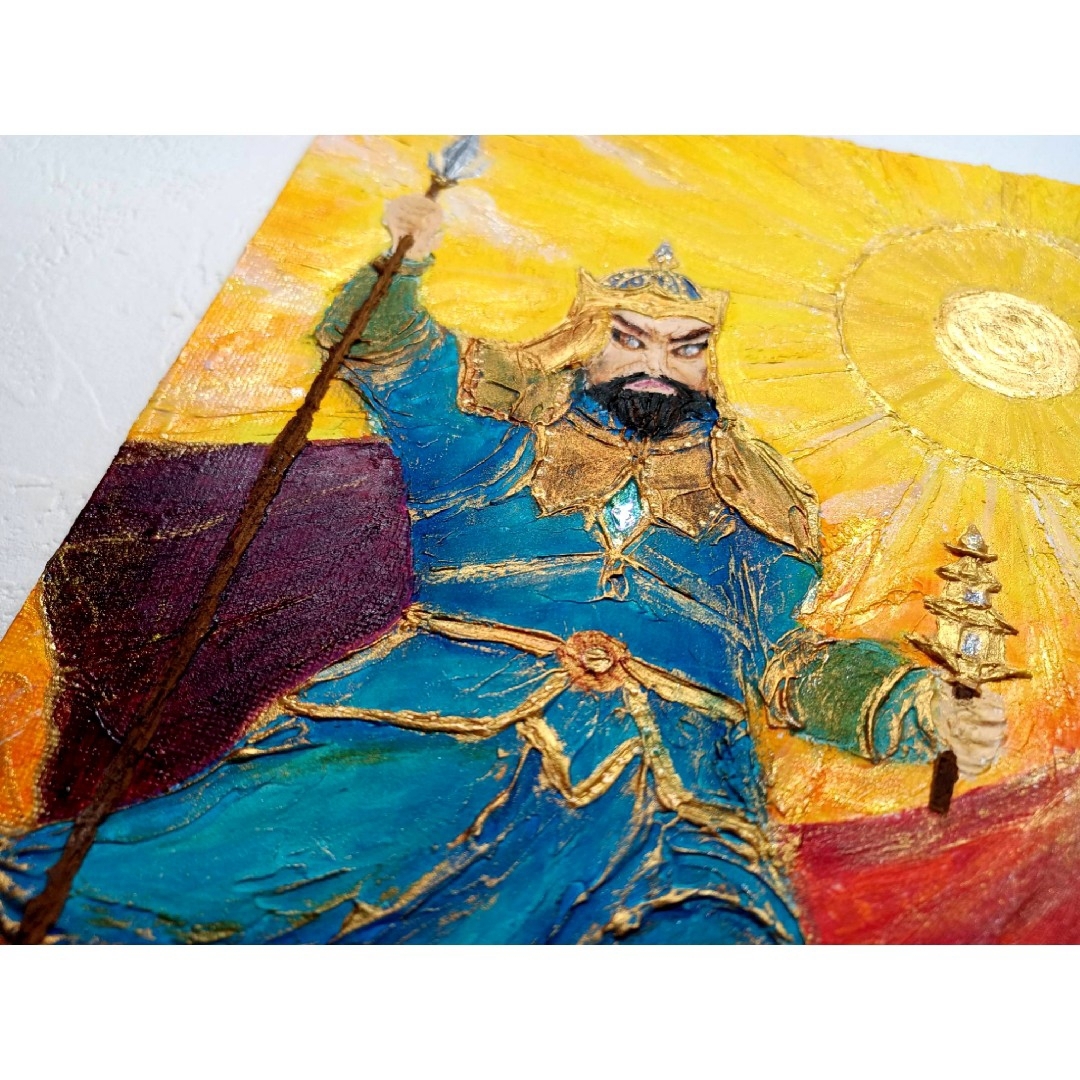 風水開運神仏絵画＊勝利と豊かさの毘沙門天「陽光の守護神」／金