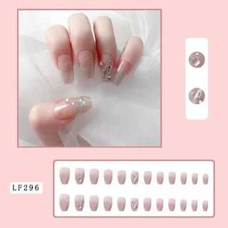 韓国 ネイル チップ シンプル アレンジ ピンク かわいい つけ爪 セルフネイル(つけ爪/ネイルチップ)