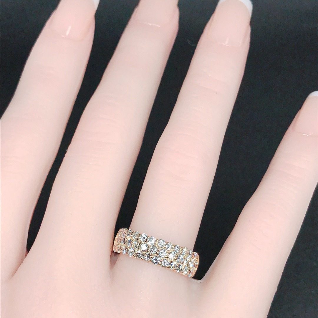 1.00ct ダイヤモンド パヴェ リング K18 ダイヤ 1ct 幅広 豪華 レディースのアクセサリー(リング(指輪))の商品写真