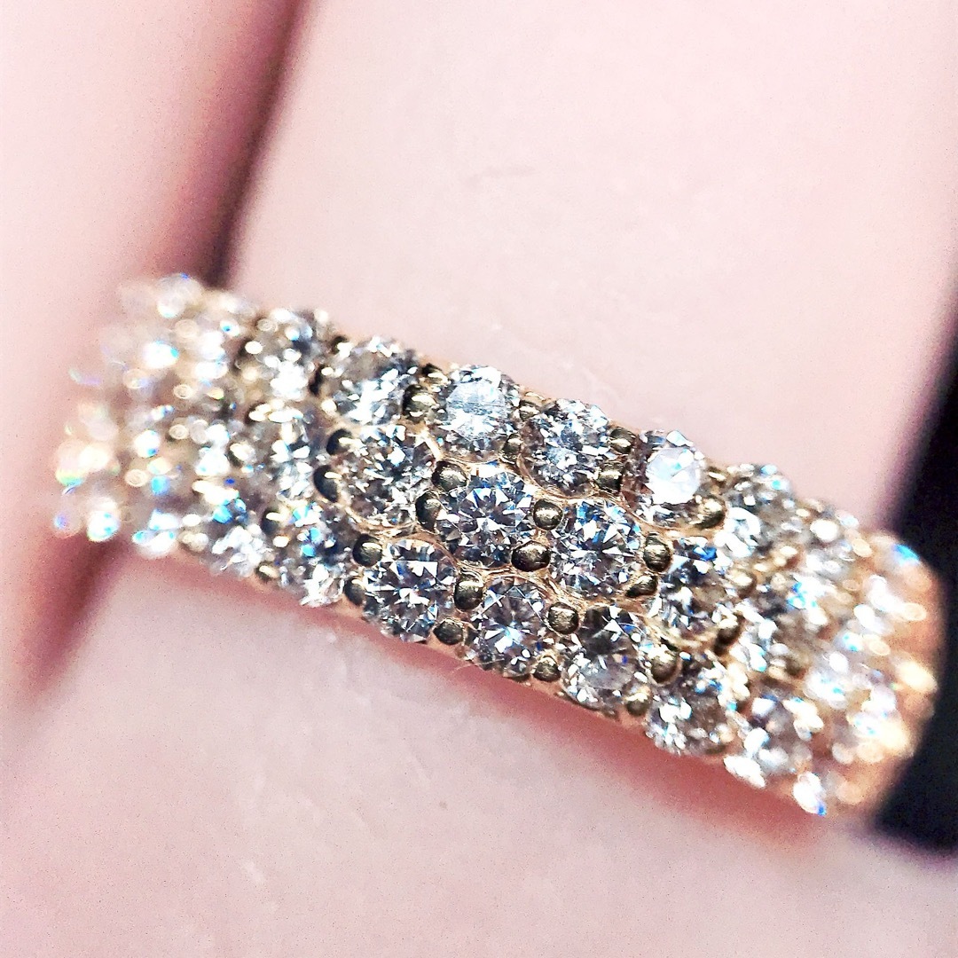 1.00ct ダイヤモンド パヴェ リング K18 ダイヤ 1ct 幅広 豪華 レディースのアクセサリー(リング(指輪))の商品写真