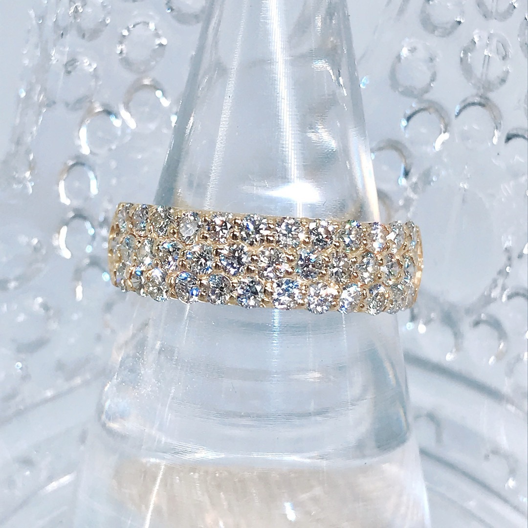 1.00ct ダイヤモンド パヴェ リング K18 ダイヤ 1ct 幅広 豪華 レディースのアクセサリー(リング(指輪))の商品写真