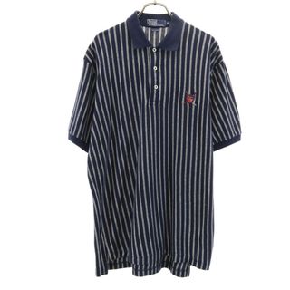 ファビオラ(Faviora)の古着 Polo by Ralph Lauren ポロバイラルフローレン ストライプ ゴルフ 半袖 ポロシャツ M 黒 メンズ(ウエア)