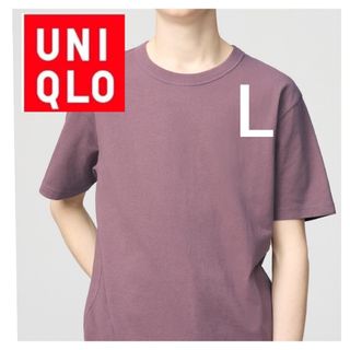 ユニクロ(UNIQLO)のUNIQLO クルーネックTシャツ レッド 無 地Lサイズ(Tシャツ/カットソー(半袖/袖なし))