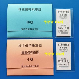 🟩🟨🟥東武鉄道 株主優待券 乗車証 電車全線 切符 14枚(鉄道乗車券)