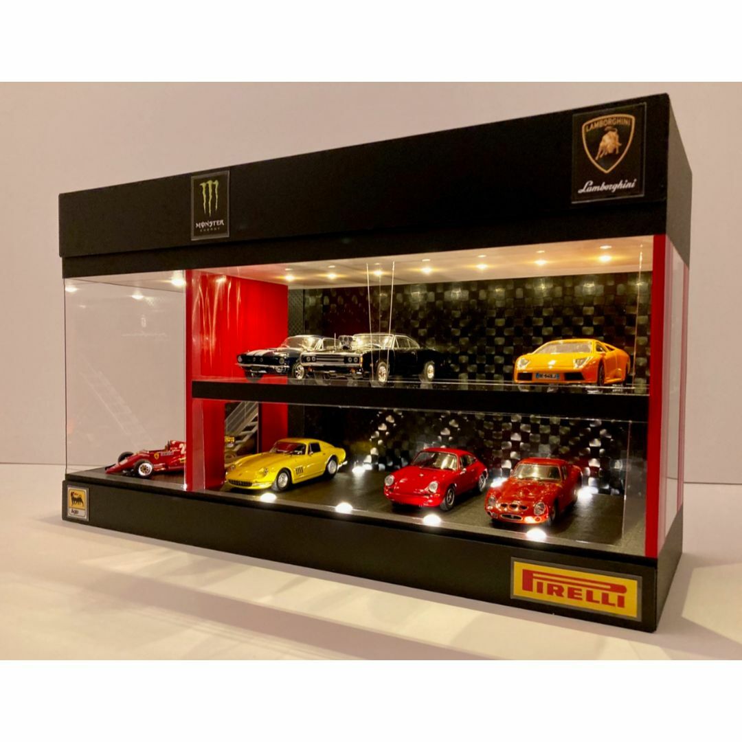 1/43展示13台可・WH&BK・2層式ディスプレーBOX / ネオジオラマの