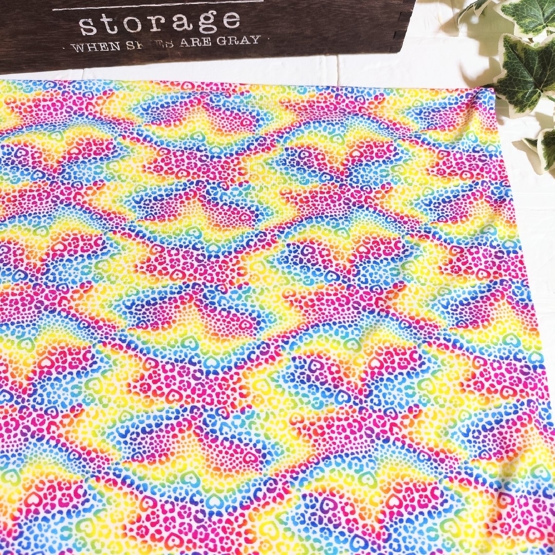 ニット生地∮ハンドメイド170×50虹色レオパ ハンドメイドの素材/材料(生地/糸)の商品写真