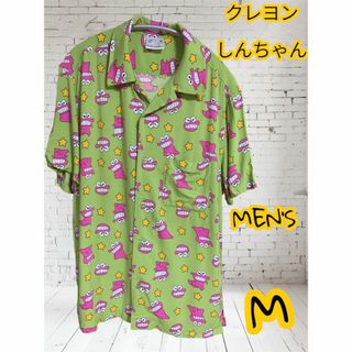 クレヨンしんちゃん 総柄シャツ メンズM レーヨン100% ユニセックス 半袖(Tシャツ/カットソー(半袖/袖なし))
