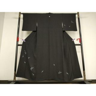 平和屋着物●絞り染色作家　藤井浩　訪問着　絞り　枝梅文　黒地　正絹　逸品　AAAW5317br(着物)