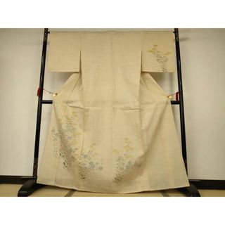 平和屋着物▽染織の名門　しょうざん  生紬　訪問着　単衣　手描き　草花文　正絹　逸品　AAAW7306jd(着物)