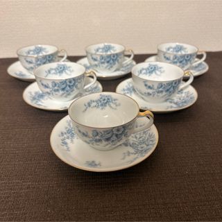 オオクラトウエン(大倉陶園)の大倉陶園　ブルーフラワー　ティー　カップ&ソーサー　6セット(グラス/カップ)