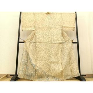 平和屋着物＊夏物　訪問着　生紬　草花文　正絹　逸品　BAAT2470fw(着物)