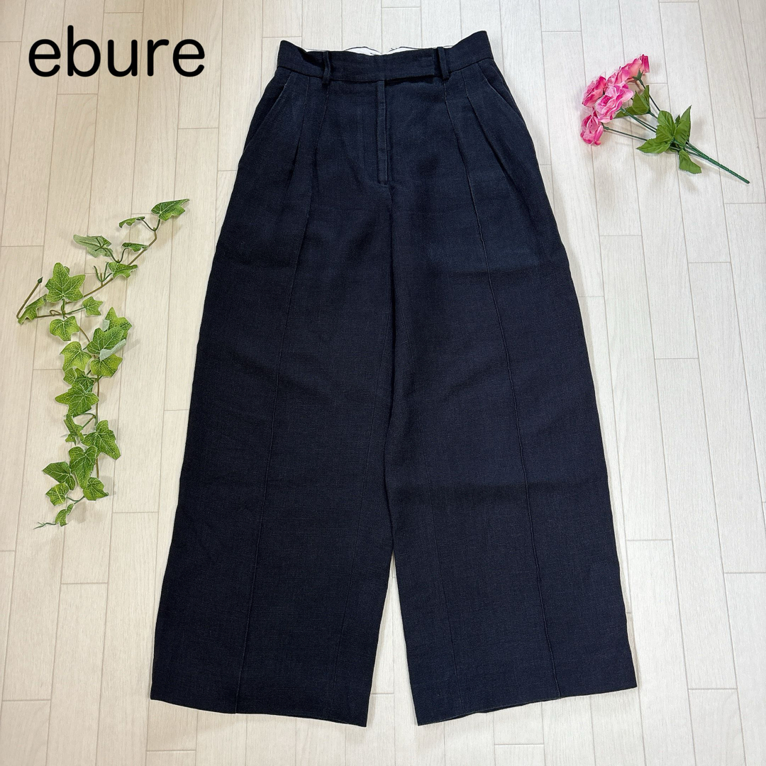 ebure(エブール)のebure エブール リネン タックワイドパンツ EXCELLAファスナー 36 レディースのパンツ(その他)の商品写真