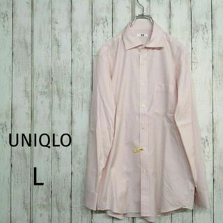 ユニクロ(UNIQLO)のUNIQLO ユニクロ メンズ ストライプ 長袖 シャツ ピンク L 14(シャツ)