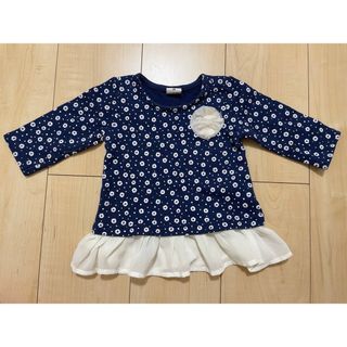 お花のワンポイントフリルトップス(Ｔシャツ)