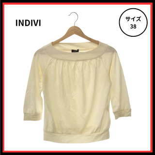 インディヴィ(INDIVI)のINDIVI シャツ ブラウス 七分丈 ボートネック レディース ホワイト 38(カーディガン)