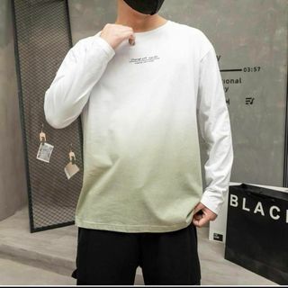 tシャツ メンズ 長袖 大きいサイズ 長袖Tシャツ グラデーション　M(ノーカラージャケット)