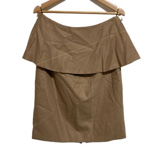 サルヴァトーレフェラガモ(Salvatore Ferragamo)の未使用 Salvatore Ferragamo サルヴァトーレフェラガモ ウール カシミヤブレンド ひざ丈 ペプラムスカート 40 ベージュ レディース 古着 中古 USED(ひざ丈スカート)