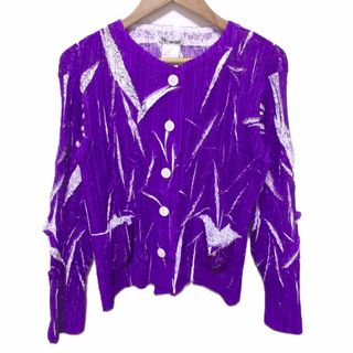 イッセイミヤケ(ISSEY MIYAKE)の美品 ISSEY MIYAKE イッセイミヤケ ヴィンテージ プリーツ シャツジャケット カーディガン IM82-FD916 サイズM パープル レディース 古着 中古 USED(その他)