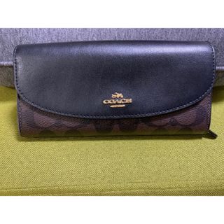 コーチ(COACH)のCOACH 長財布 シグネチャー ブラック/ブラウン(財布)