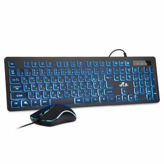【新着商品】Rii キーボード マウスセット 有線 薄型 静音 ３色 LEDバッ(PC周辺機器)