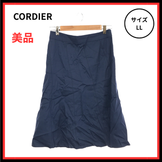 コルディア(CORDIER)の【美品】CORDIER ひざ丈スカート 大きめサイズ ネイビー 42 日本製(その他)