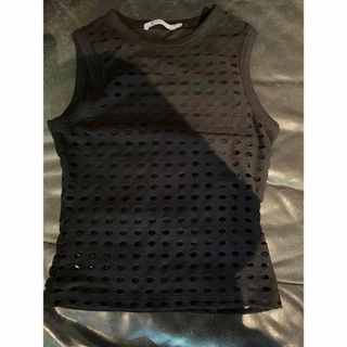 アレキサンダーワン(Alexander Wang)のT by Alexander Wang黒ノースリーブトップス　(カットソー(半袖/袖なし))