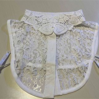 つけ襟　ハート　レース　白　ホワイト(つけ襟)