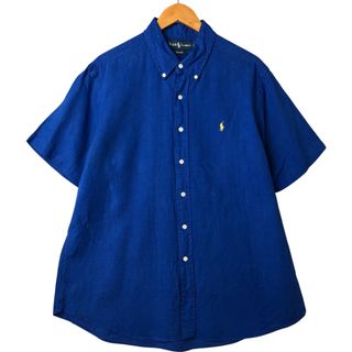 ラルフローレン(Ralph Lauren)の古着 ラルフローレン Ralph Lauren CUSTOM FIT 半袖 リネン ボタンダウンシャツ メンズXL相当 /eaa562716(シャツ)
