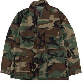 古着 80年代 米軍実品 迷彩柄 ウッドランドカモ B.D.U ミリタリージャケット USA製 MEDIUM-REGULAR メンズM相当 ヴィンテージ /eaa558632(ミリタリージャケット)