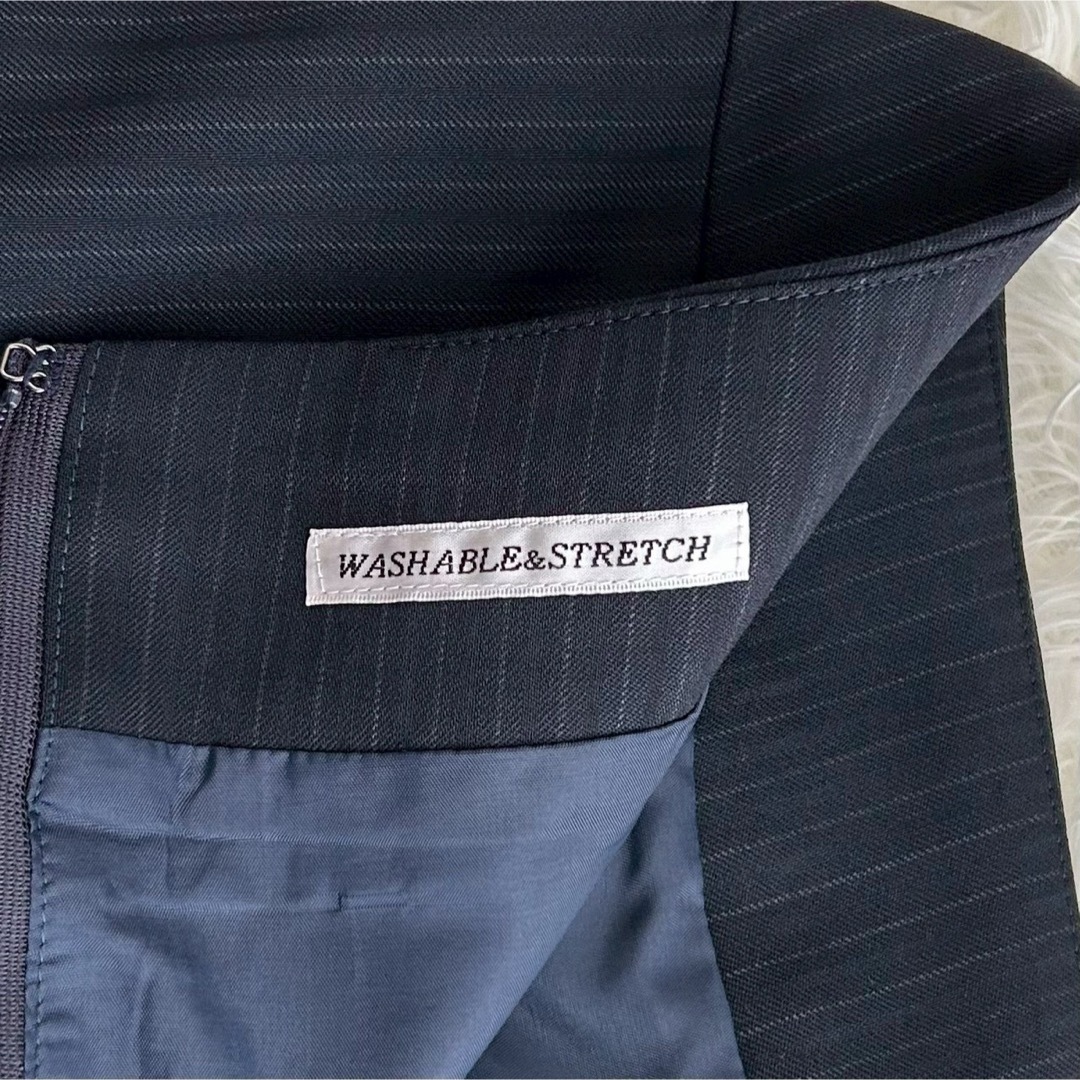 【美品】ANCHOR WOMAN 台形スカート フォーマル 通勤面接 ストライプ レディースのスカート(ひざ丈スカート)の商品写真