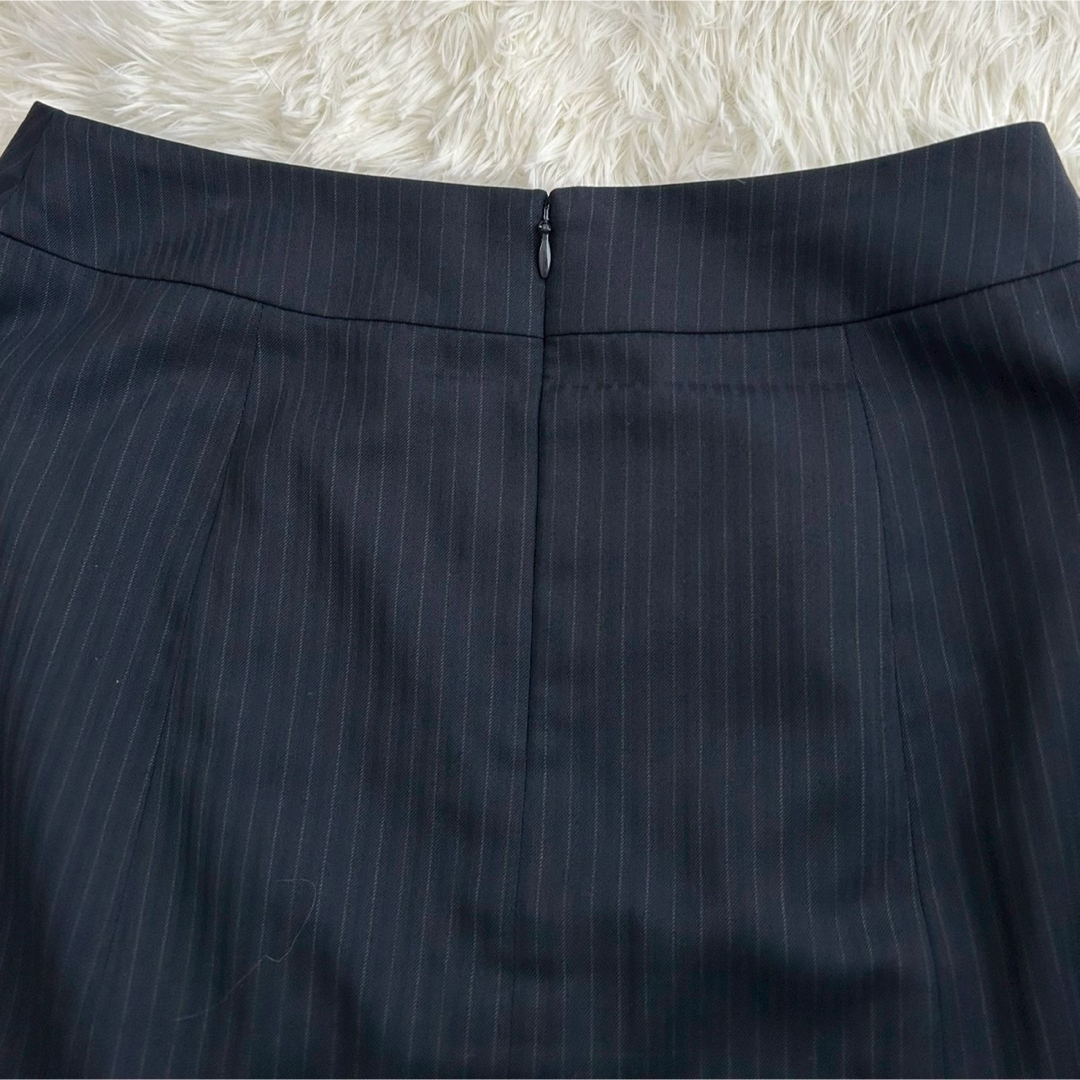 【美品】ANCHOR WOMAN 台形スカート フォーマル 通勤面接 ストライプ レディースのスカート(ひざ丈スカート)の商品写真
