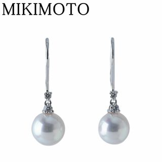 ミキモト(MIKIMOTO)のミキモト パール ダイヤ ピアス フックタイプ 現行モデル PE-1474PU型 アコヤパール7.4mm K18WG 新品仕上げ済 MIKIMOTO【22822】(ピアス)