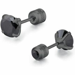 【人気商品】ピアス レディース 石 シンプル 5mm 黒 サージカルステンレス (その他)