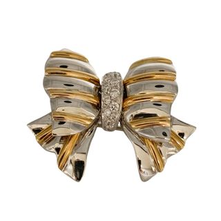 レポシ(REPOSSI)の【中古】REPOSSI レポシ ボウコレクション ダイヤモンド計0.17ct 18金 ブローチ(ブローチ/コサージュ)
