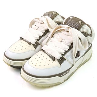 【ドンドン見直し】美品○AMIRI アミリ 23AW MFS009-126 MA-1 レザー ロゴ入り ファットシューレース 厚底 ローカットスニーカー ホワイト ブラウン 27 メンズ(スニーカー)