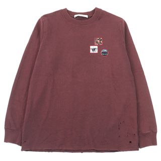 ジバンシィ(GIVENCHY)の【ドンドン見直し】美品○GIVENCHY ジバンシィ 7151 653 コットン100% ワッペン付き デストロイ加工 クルーネック スウェット ボルドー XS 正規品 メンズ(スウェット)