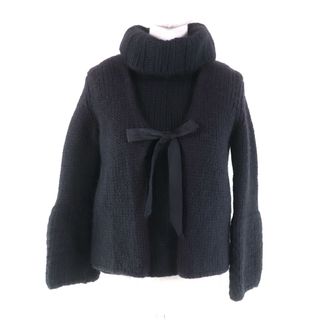 グッチ(GUCCI)の美品★GUCCI グッチ 104561 Vネックカーディガン＋ノースリニット 2点set 厚手 ニット アンサンブル ブラック S イタリア製 正規品 レディース(アンサンブル)