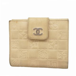 シャネル(CHANEL)の【5fc4599】シャネル 財布 アイコン ラムスキン ベージュ シルバー金具【中古】レディース(財布)