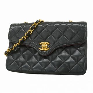 シャネル(CHANEL)の【5fd4816】シャネル ショルダーバッグ マトラッセ チェーンショルダー ラムスキン ブラック ゴールド金具【中古】レディース(ショルダーバッグ)