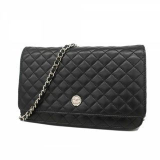 シャネル(CHANEL)の【5fd4824】シャネル ショルダーウォレット マトラッセ チェーンショルダー ラムスキン ブラック シルバー金具【中古】レディース(財布)
