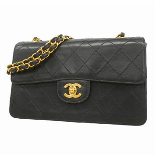 シャネル(CHANEL)の【5fd4855】シャネル ショルダーバッグ マトラッセ Wチェーン ラムスキン ブラック ゴールド金具【中古】レディース(ショルダーバッグ)