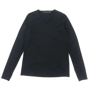 ラルフローレン(Ralph Lauren)の美品★RALPH LAUREN ラルフローレン 無地 Vネック 長袖 ウールニット セーター トップス ブラック S 正規品 メンズ(ニット/セーター)