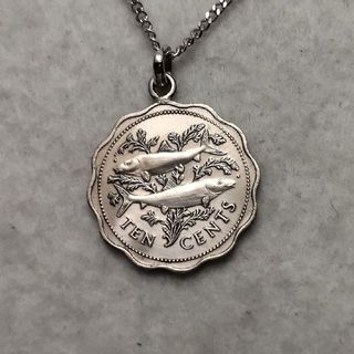 ボーンフィッシュ　バハマのコインネックレス　着けっ放しOK(ネックレス)