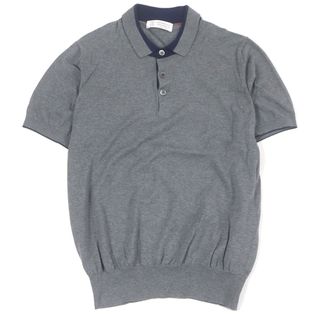 ブルネロクチネリ(BRUNELLO CUCINELLI)の美品□Brunello Cucinelli ブルネロクチネリ コットン100％ ショートスリーブ 半袖ポロシャツ グレー 48 イタリア製 正規品 メンズ(ポロシャツ)