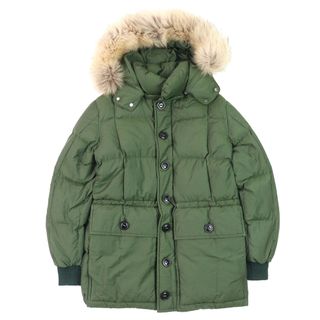 タトラス(TATRAS)の美品△TATRAS タトラス MTK18A462 Rライン CORNILIO コルニリオ コットン ロゴワッペン ラクーンファー・フード付き ダウンジャケット グリーン系 01 正規品 メンズ(ダウンジャケット)